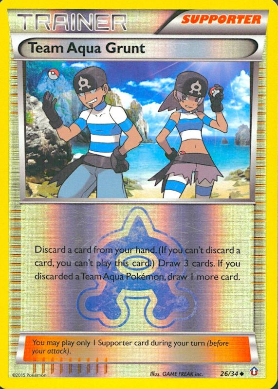 Team Aqua Grunt 2015 XY: Double Crisis #26/34 Reverse Holo RAW TCG (LIGHTLY PLAYED)