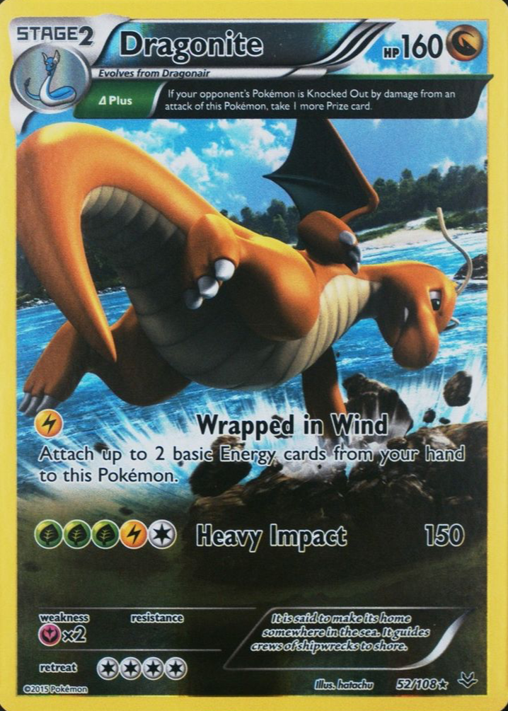 Pokemon Dragonite Holo Card 52/108 - XY Roaring Skies Trading Card