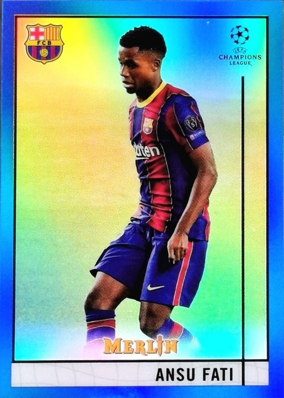 2020 Topps Merlin Chrome UEFA Champions League #39 Blue Refractor /75