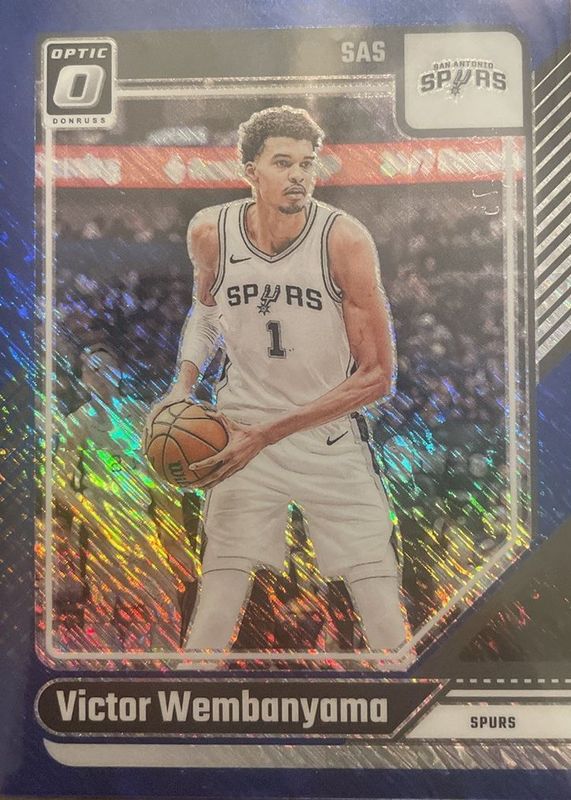 Victor Wembanyama 2024 Optic #45 Blue Shimmer /75 RAW