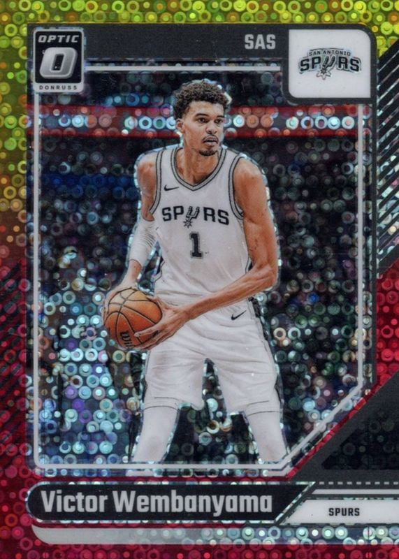 Victor Wembanyama 2024 Optic #45 Fast Break Red & Yellow /7 RAW