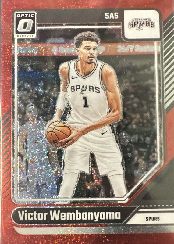 Victor Wembanyama 2024 Optic #45 Red Glitter /75 RAW