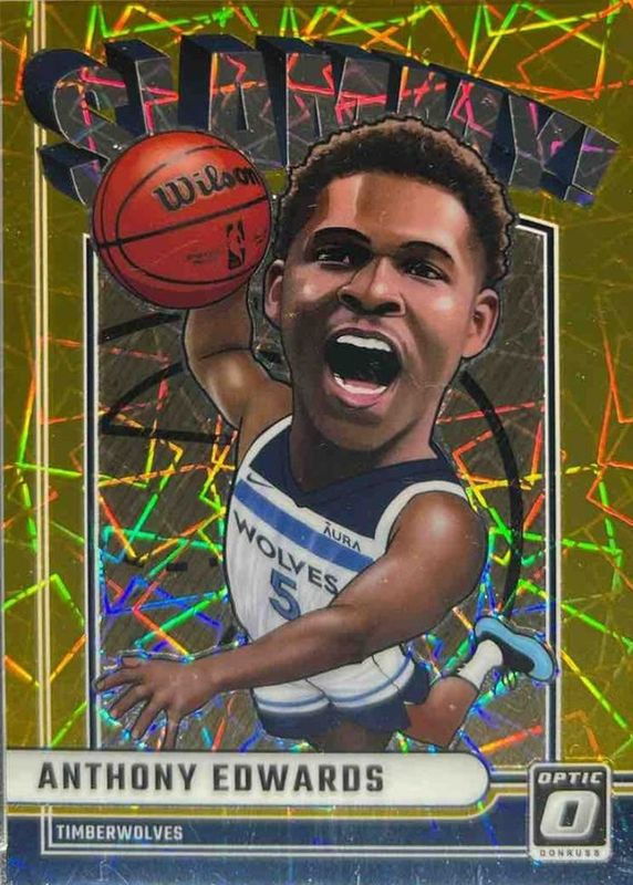 Anthony Edwards 2024 Optic #9 Slammy! - Gold /10 RAW