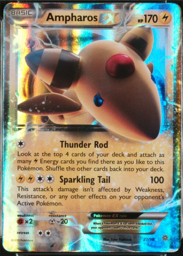 ampharos ex pokemon card value M 88/98 Full Art Ultra Rare XY Ancient Origins Car Pokmon Hit Points150 HP Form Ampharos EX - XY Ancient