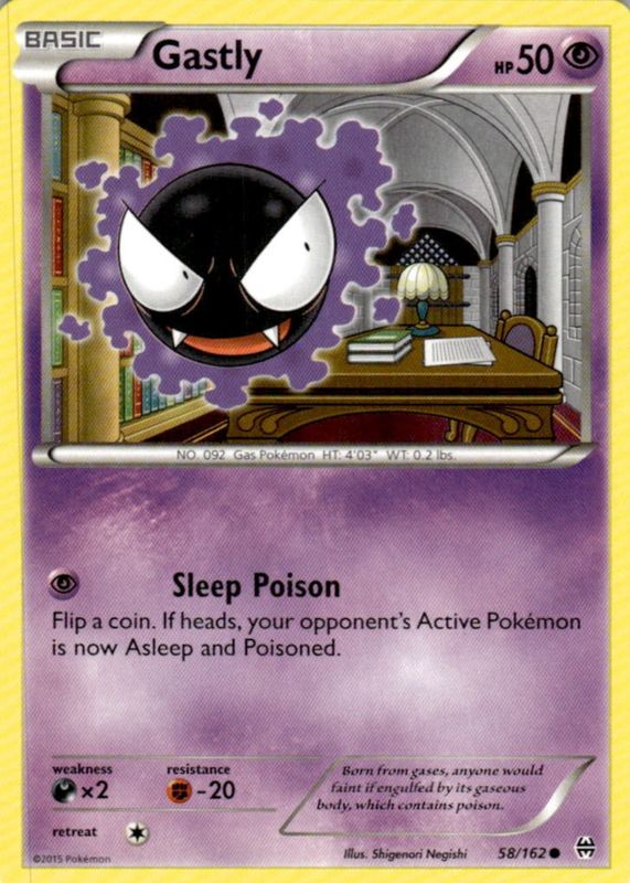 Gastly 2015 XY: BREAKthrough #058/162 Base RAW TCG (LIGHTLY PLAYED)