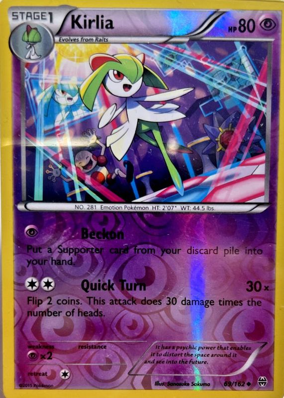 Kirlia 2015 XY: BREAKthrough #069/162 Reverse Holo RAW TCG (LIGHTLY PLAYED)