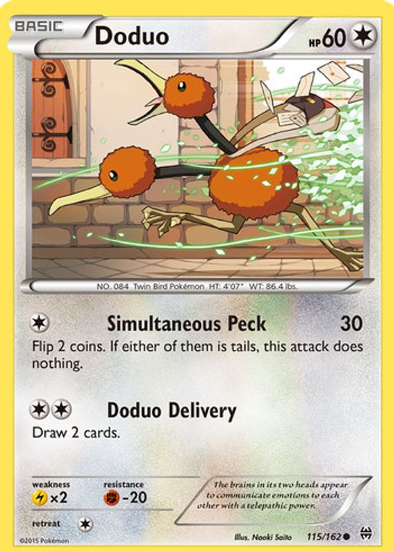 Doduo 2015 XY: BREAKthrough #115/162 Base RAW TCG (LIGHTLY PLAYED)