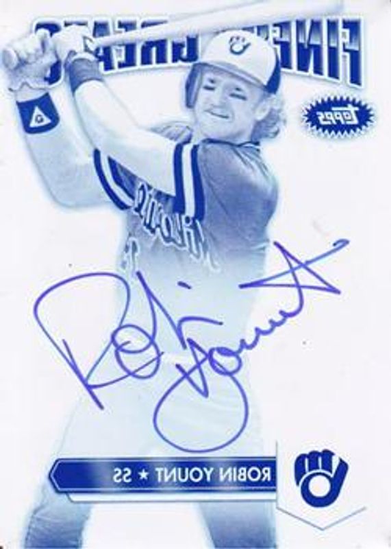 Robin Yount 2014 Topps Finest #FGA-RY Greats Autographs - Printing Plates Cyan /1 RAW