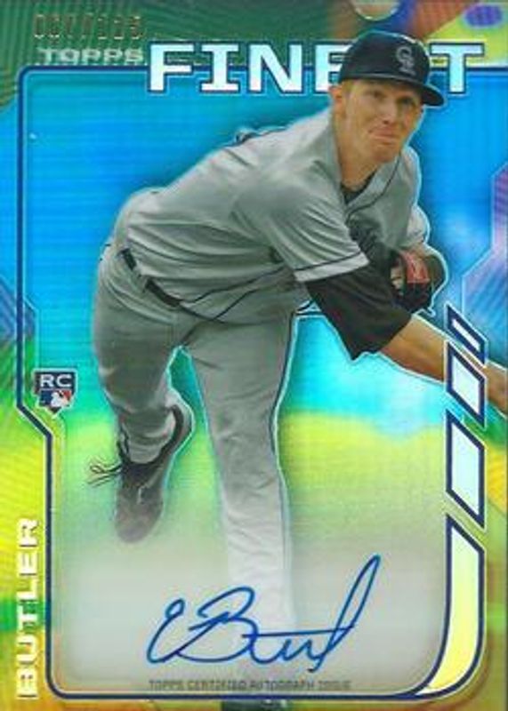 Eddie Butler 2014 Topps Finest #RA-EB Rookie Autographs - Blue Refractor /125 RAW