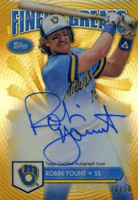 Robin Yount 2014 Topps Finest #FGA-RY Greats Autographs - Gold Refractor /50 RAW