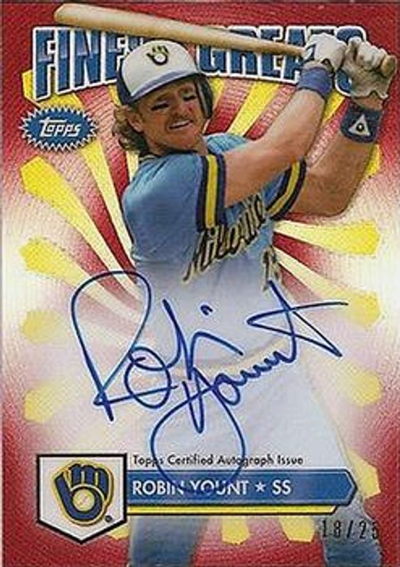 Robin Yount 2014 Topps Finest #FGA-RY Greats Autographs - Red Refractor /25 RAW
