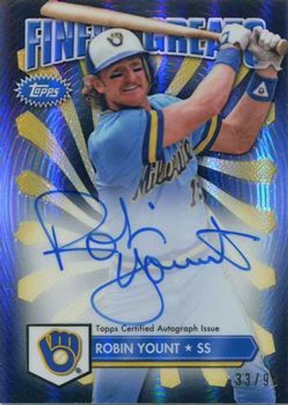 Robin Yount 2014 Topps Finest #FGA-RY Greats Autographs - Black Refractor /99 RAW