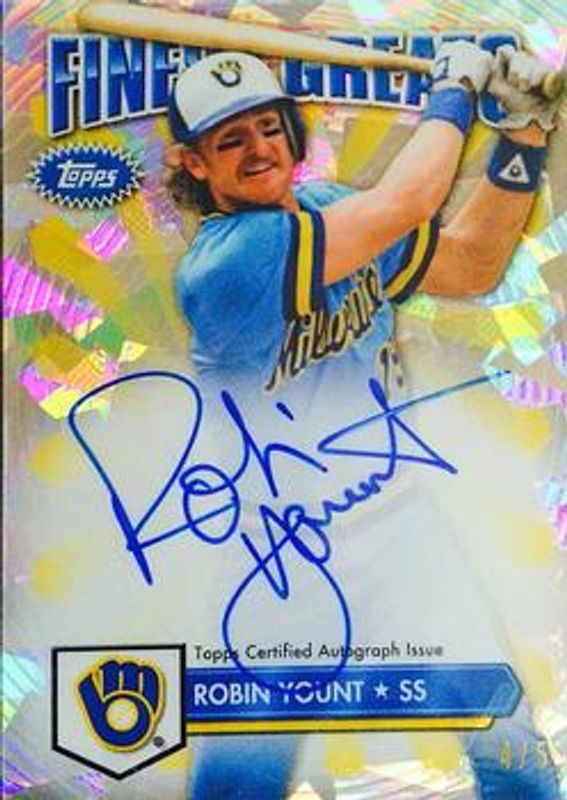 Robin Yount 2014 Topps Finest #FGA-RY Greats Autographs - Atomic Refractor /5 RAW