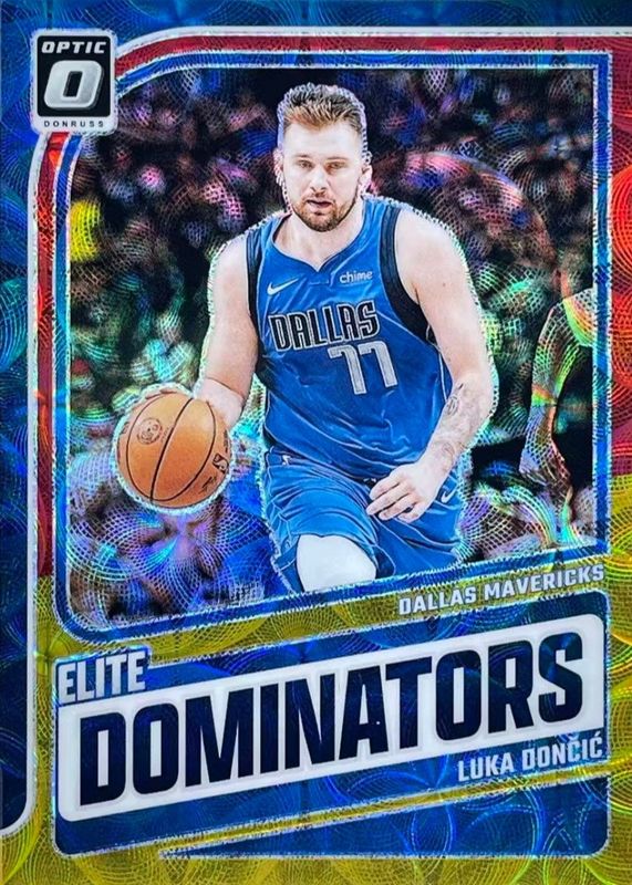 Luka Doncic 2024 Optic #10 Elite Dominators - International Red & Gold /99 RAW