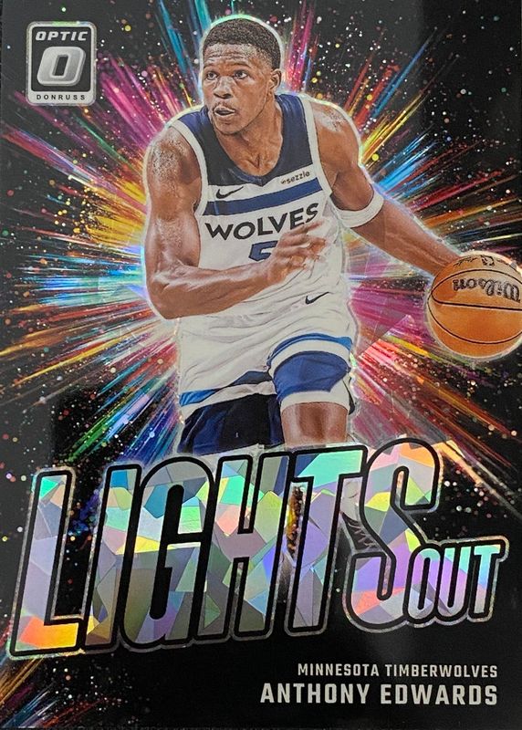 Anthony Edwards 2024 Optic #15 Lights Out - Cracked Ice /25 RAW