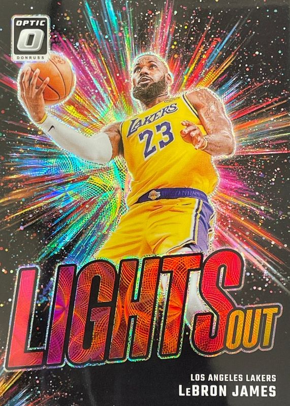 LeBron James 2024 Optic #9 Lights Out - International Red & Gold /99 RAW