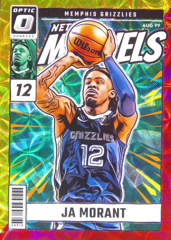 Ja Morant 2024 Optic #10 Net Marvels - International Red & Gold /99 RAW