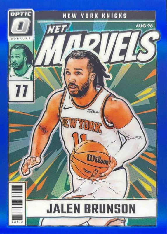 Jalen Brunson 2024 Optic #22 Net Marvels - Blue /49 RAW