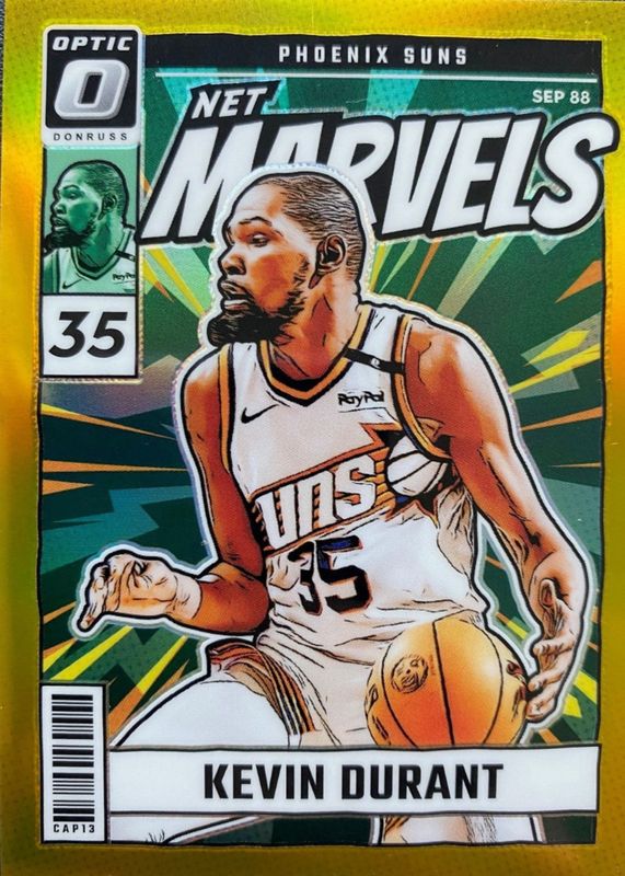 Kevin Durant 2024 Optic #18 Net Marvels - Gold /10 RAW
