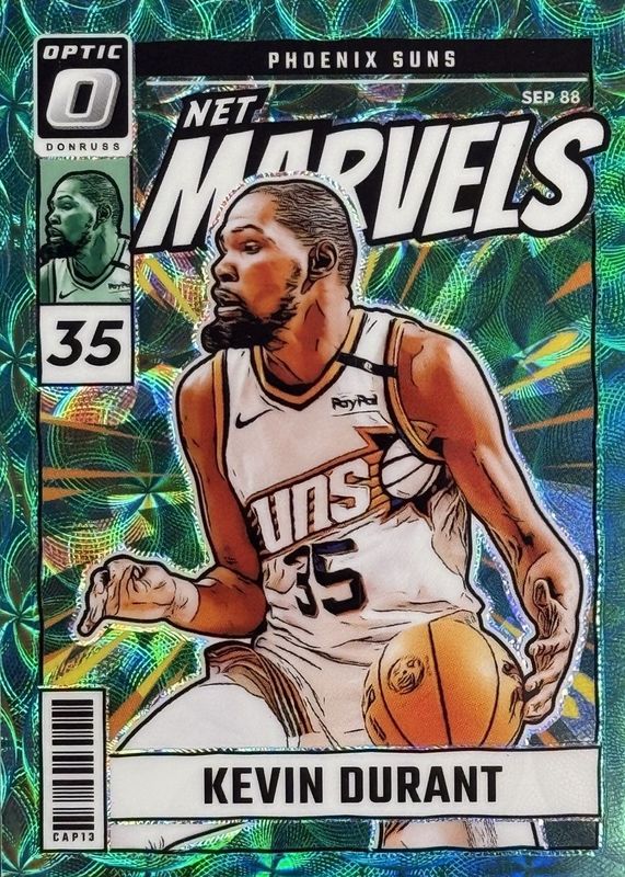 Kevin Durant 2024 Optic #18 Net Marvels - International Green /25 RAW
