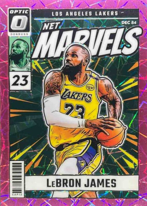 LeBron James 2024 Optic #24 Net Marvels - Pink Velocity /79 RAW