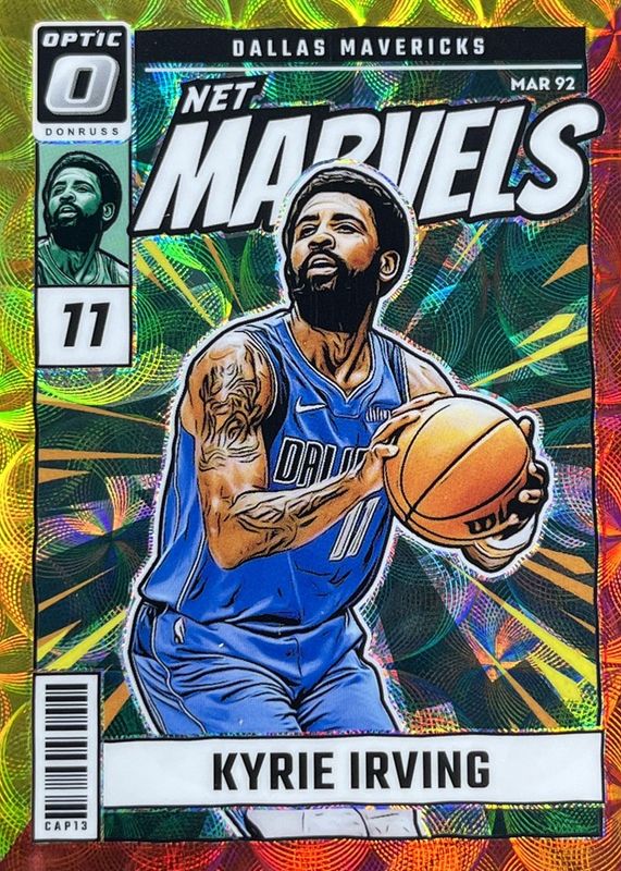 Kyrie Irving 2024 Optic #14 Net Marvels - International Red & Gold /99 RAW