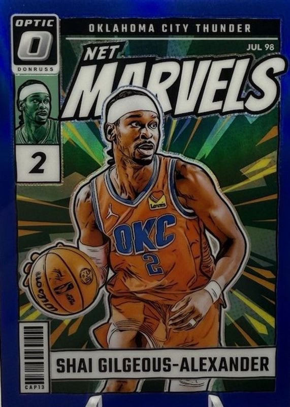 Shai Gilgeous-Alexander 2024 Optic #8 Net Marvels - Blue /49 RAW