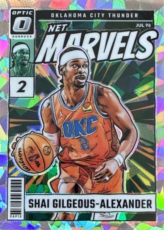 Shai Gilgeous-Alexander 2024 Optic #8 Net Marvels - Cracked Ice /25 RAW