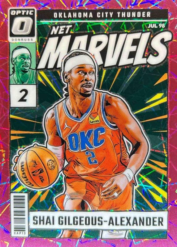 Shai Gilgeous-Alexander 2024 Optic #8 Net Marvels - Pink Velocity /79 RAW
