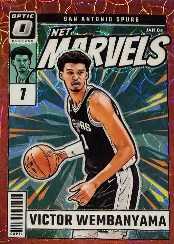 Victor Wembanyama 2024 Optic #2 Net Marvels - International Red RAW