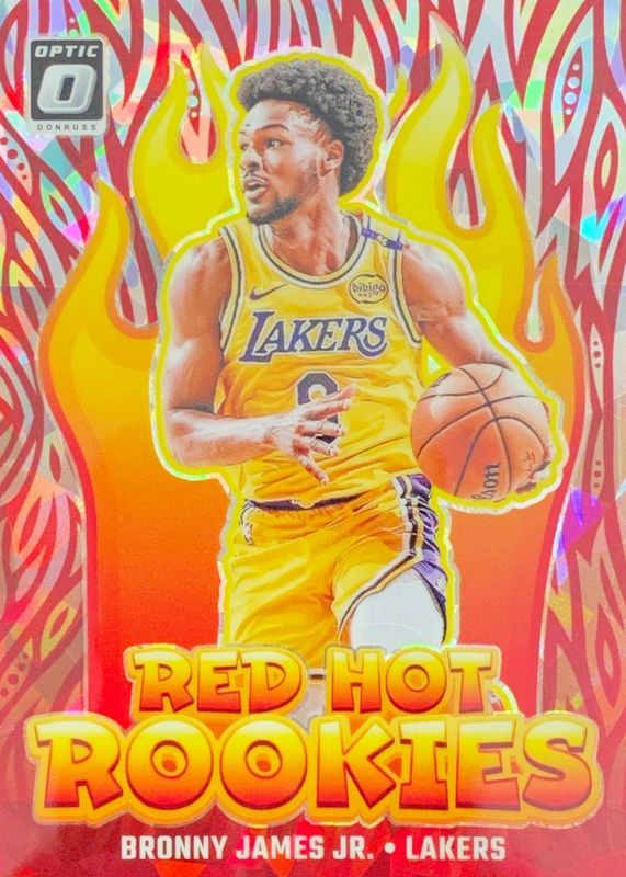 Bronny James Jr. 2024 Optic #8 Red Hot Rookies - Cracked Ice /25 RAW