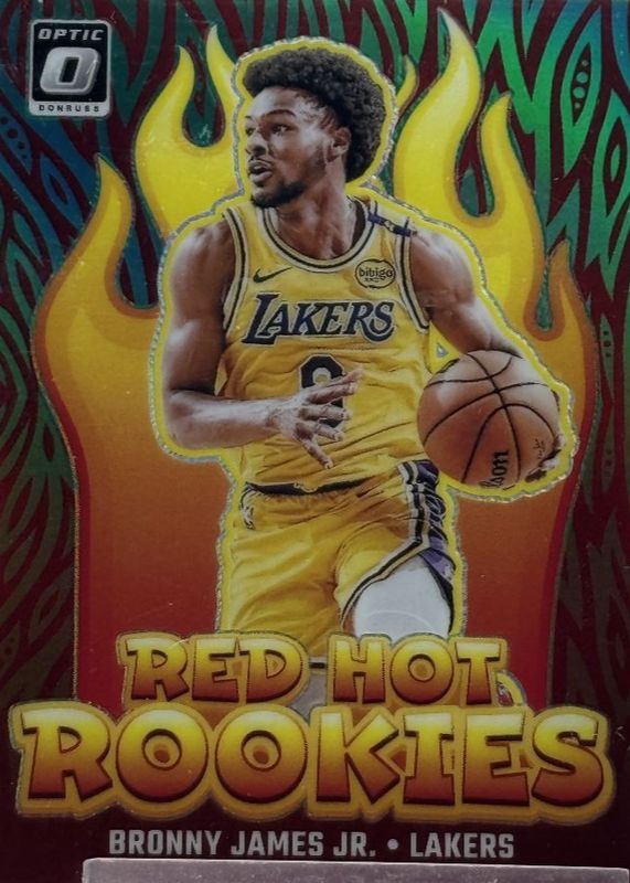 Bronny James Jr. 2024 Optic #8 Red Hot Rookies - Green /5 RAW