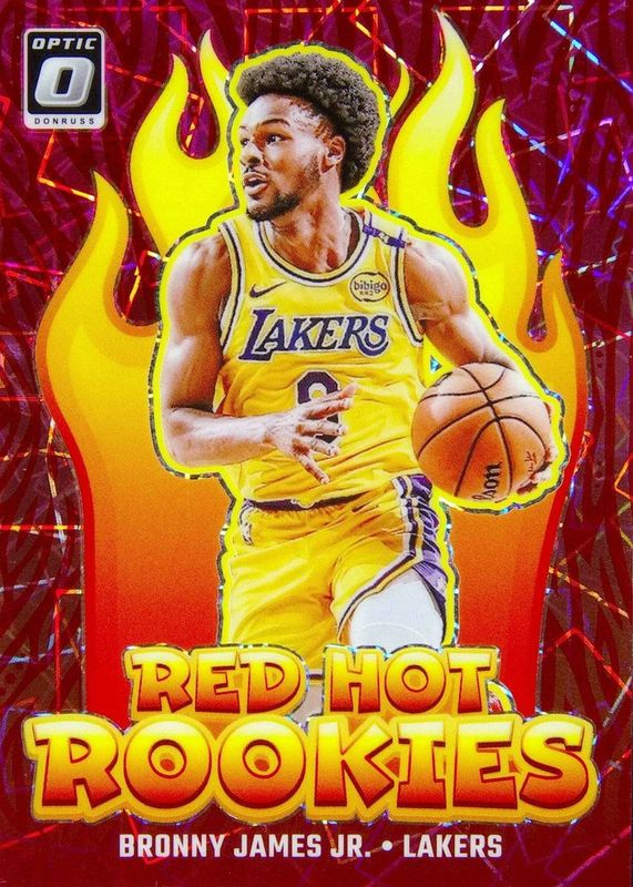 Bronny James Jr. 2024 Optic #8 Red Hot Rookies - Pink Velocity /79 RAW