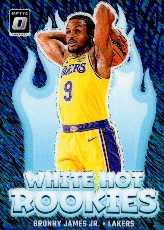 Bronny James Jr. 2024 Optic #15 White Hot Rookies - Purple Shimmer RAW