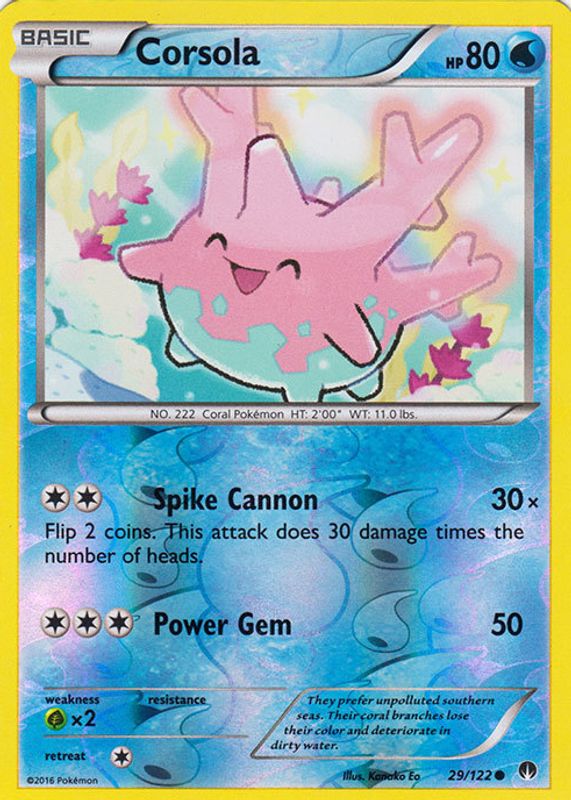 Corsola 2016 XY: BREAKpoint #029/122 Reverse Holo RAW TCG (LIGHTLY PLAYED)