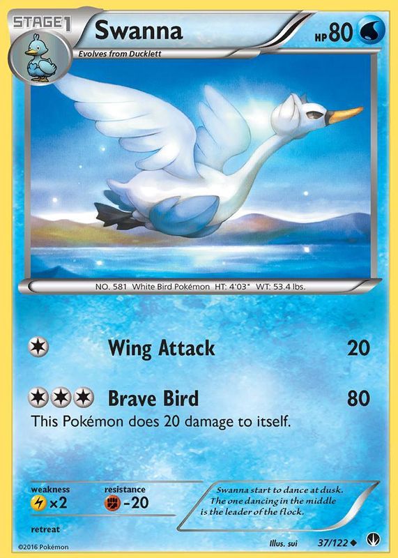 Swanna 2016 XY: BREAKpoint #037/122 Base RAW TCG (LIGHTLY PLAYED)