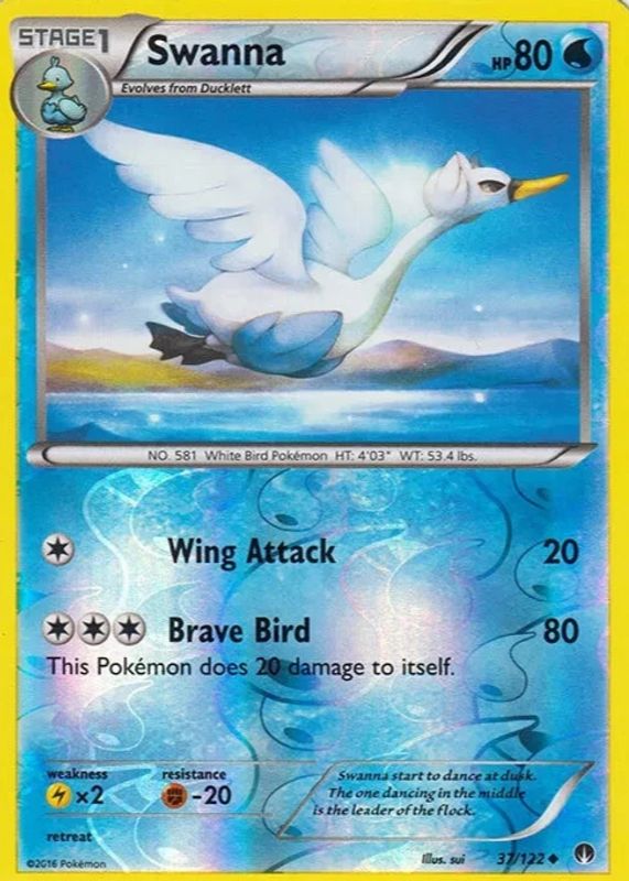 Swanna 2016 XY: BREAKpoint #037/122 Reverse Holo RAW TCG (LIGHTLY PLAYED)