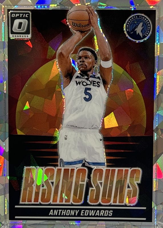 Anthony Edwards 2024 Optic #15 Rising Suns - Cracked Ice /25 RAW