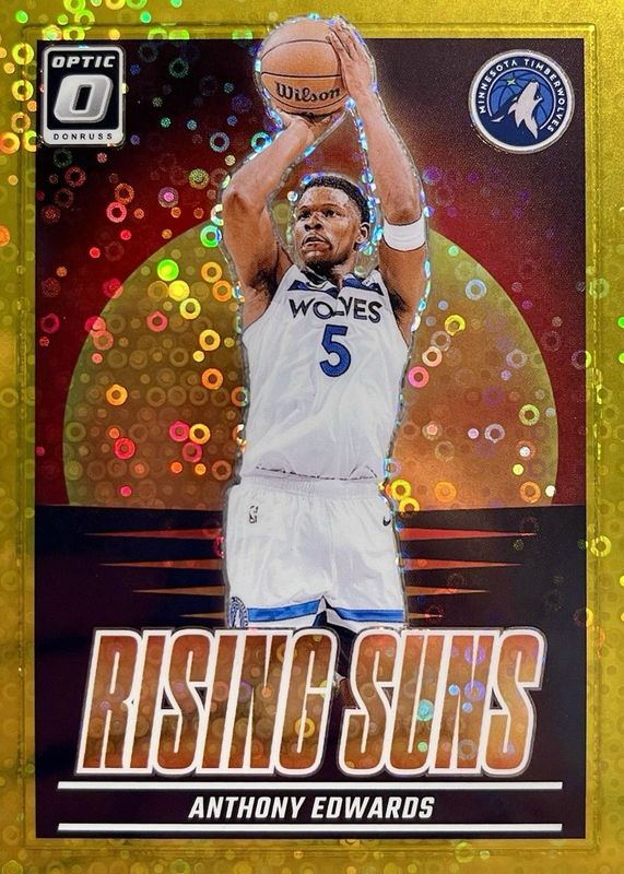 Anthony Edwards 2024 Optic #15 Rising Suns - Fast Break Gold /10 RAW