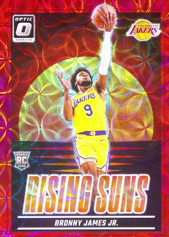 Bronny James Jr. 2024 Optic #5 Rising Suns - International Red Rookie RAW