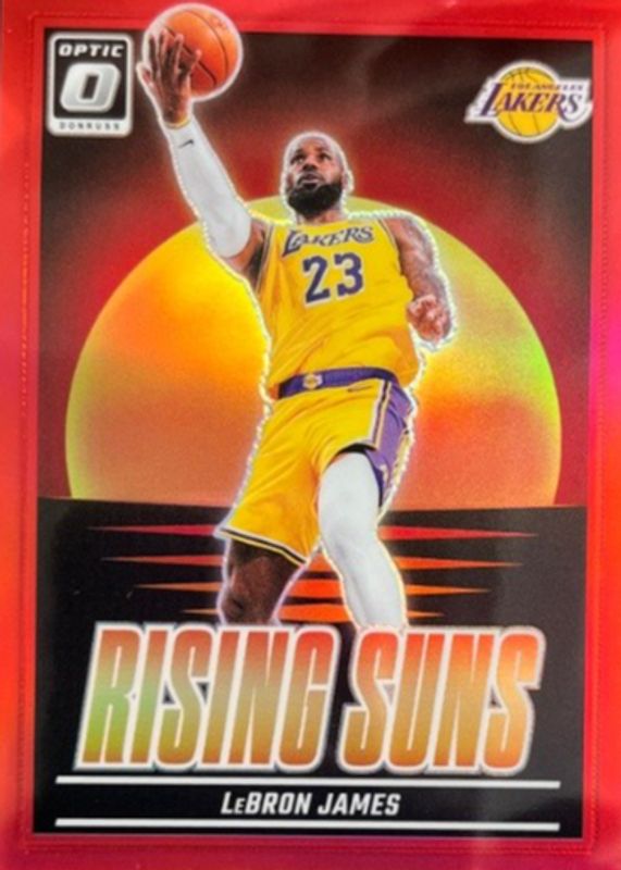 LeBron James 2024 Optic #2 Rising Suns - Red /99 RAW