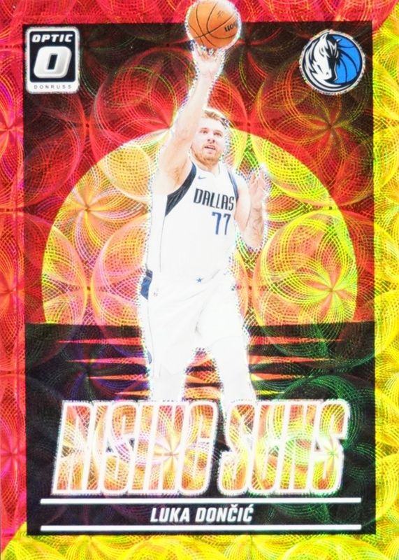 Luka Doncic 2024 Optic #4 Rising Suns - International Red & Gold /99 RAW