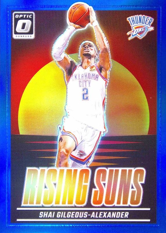 Shai Gilgeous-Alexander 2024 Optic #10 Rising Suns - Blue /49 RAW