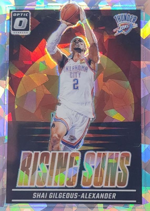Shai Gilgeous-Alexander 2024 Optic #10 Rising Suns - Cracked Ice /25 RAW