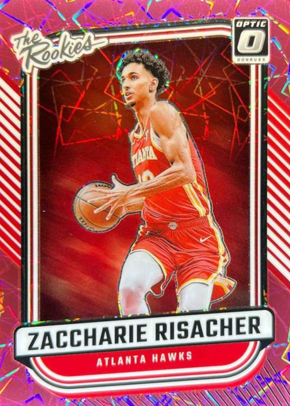 Zaccharie Risacher 2024 Optic #1 The Rookies - Pink Velocity /79 RAW