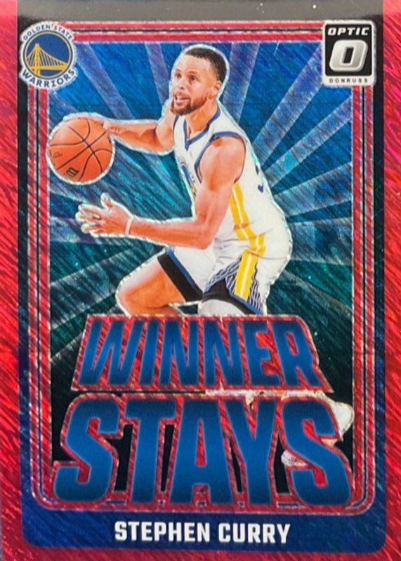 Stephen Curry 2024 Optic #3 Winner Stays - Red Shimmer /75 RAW