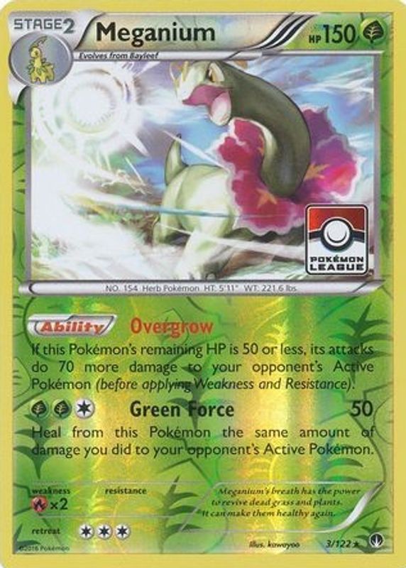 Meganium 2016 XY: BREAKpoint #003/122 Promo (League Play) RAW TCG (MODERATELY PLAYED)