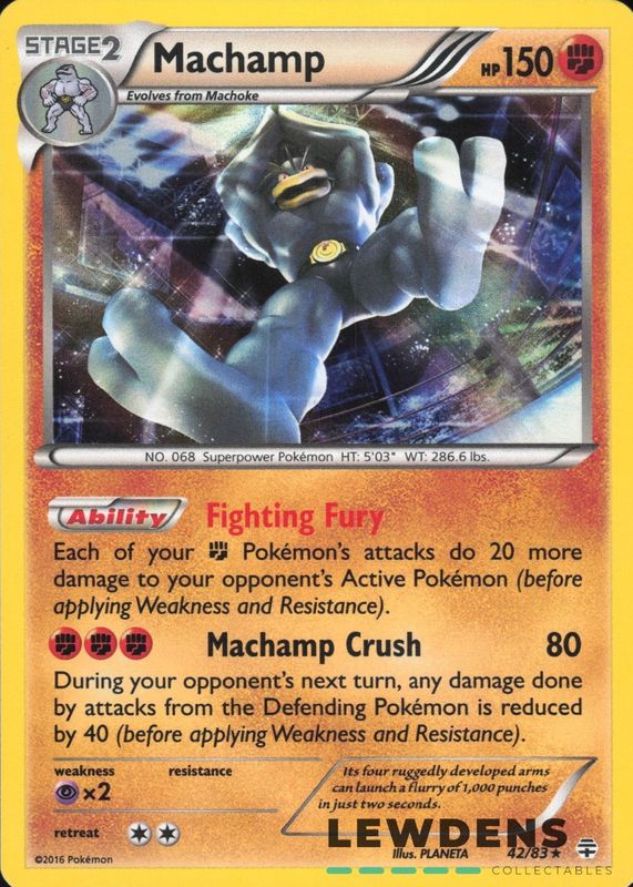 Machamp 2016 XY: Generations #42/83 Holo RAW TCG (LIGHTLY PLAYED)