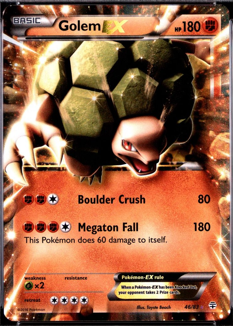 golem ex pokemon card value 076/165 - 151 - Double Rare - Evolution 3 Set variation to centering Golem ex - 189/165 -
