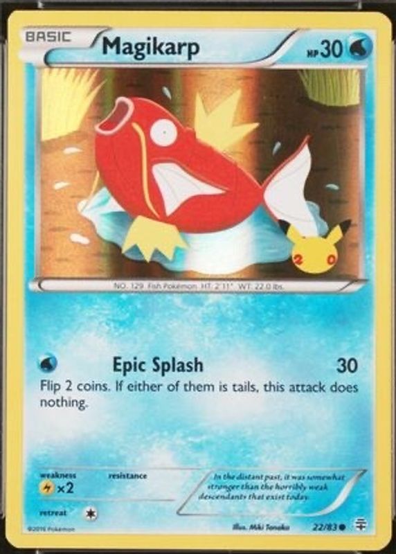Magikarp 2016 XY: Generations #22/83 Promo (20th Anniversary) RAW TCG (LIGHTLY PLAYED)